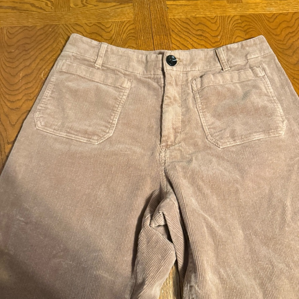 Quince Corduroy Wide-Leg Crop Pants in Light Brown Sz 14 Elevated Basics - Picture 6 of 14